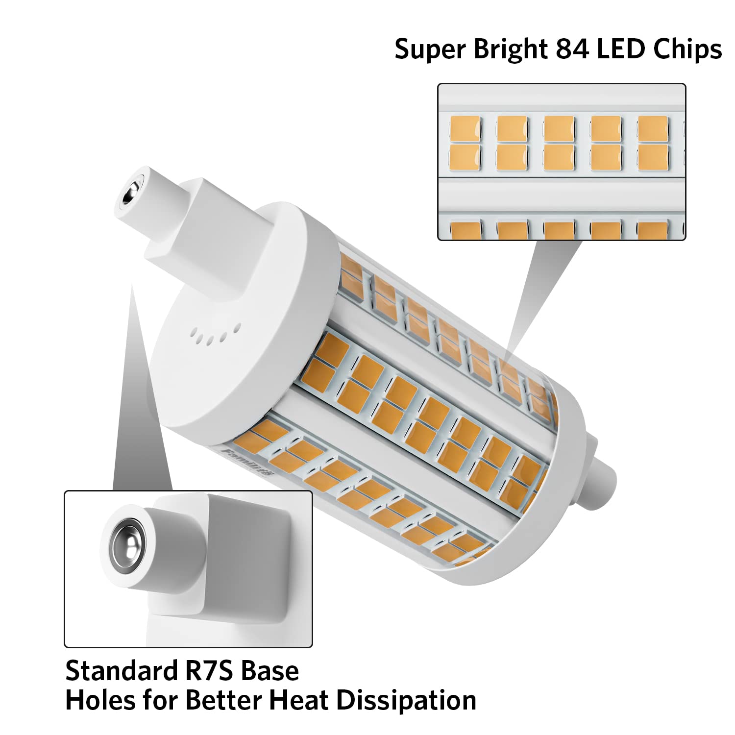 Familite R7S Led Bulb 78Mm, 15W Dimmable J78 Flood Light, 150W Halogen T3 Replacement For Torchiere Wall Sconce Work Banker, Nat