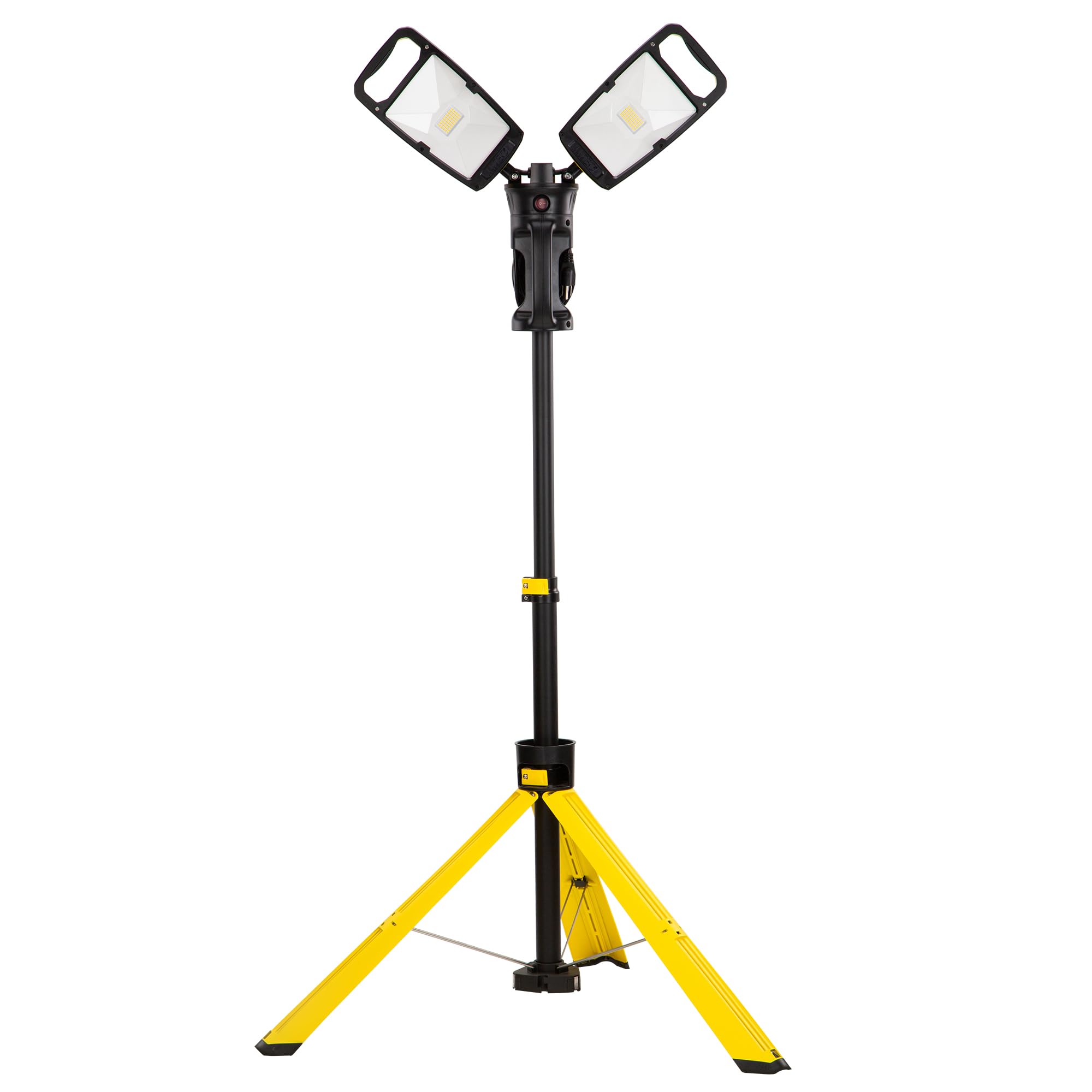 LUTEC Work Light with Stand, 10000 Lumen Dual-Head LED Work Light with Telescoping Tripod, Portable Corded LED Job Site Lighting