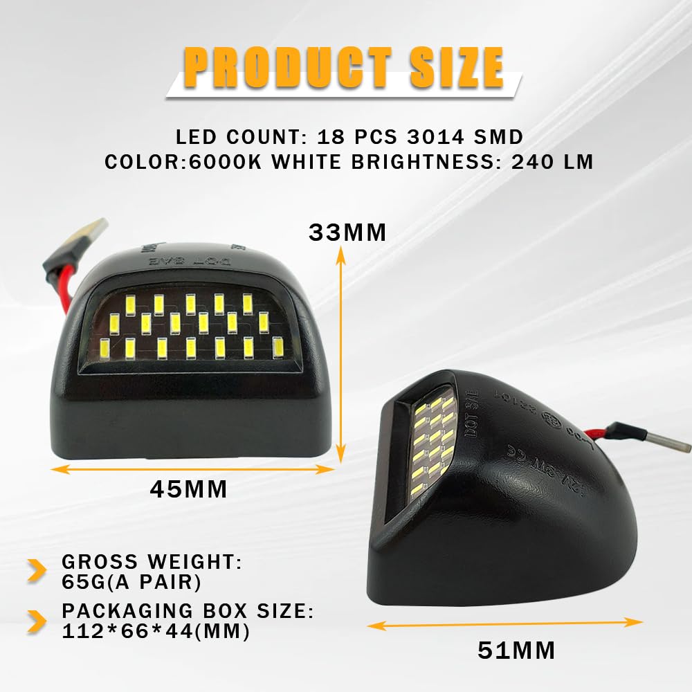 OTnhaee LED License Plate Lights for Chevy Silverado, GMC Sierra, Cadillac Escalade, 48-SMD, 6500K Super White, Model PZ035