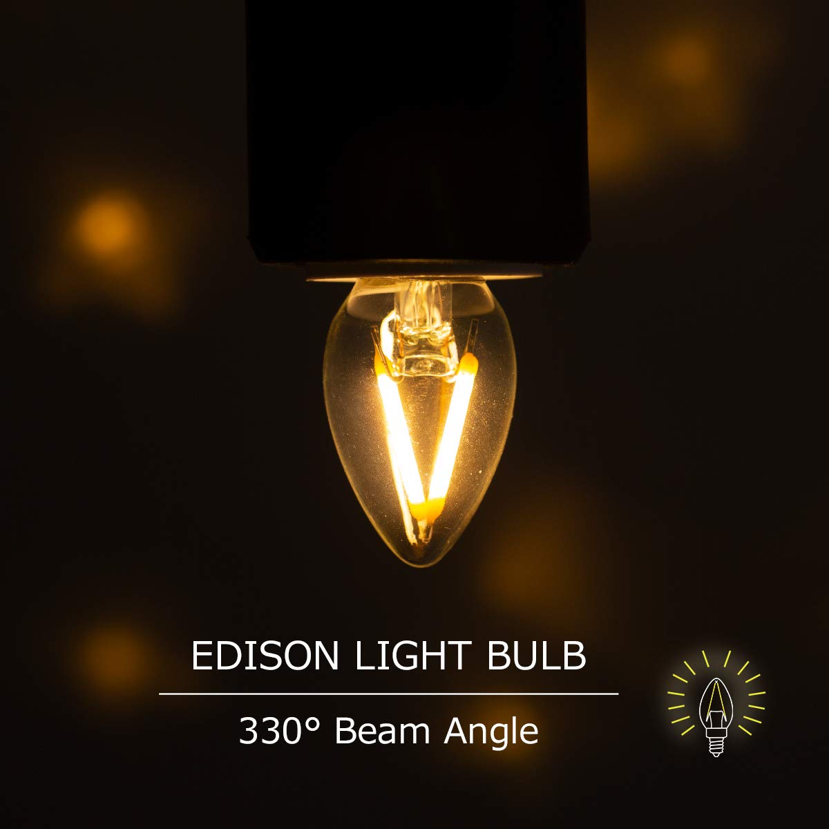 Doresshop C7 Mini Candelabra Led Bulb, Led Filament Night Bulb, Christmas Light Bulbs, 2W (20W Equivalent), E12 Candelabra Base,