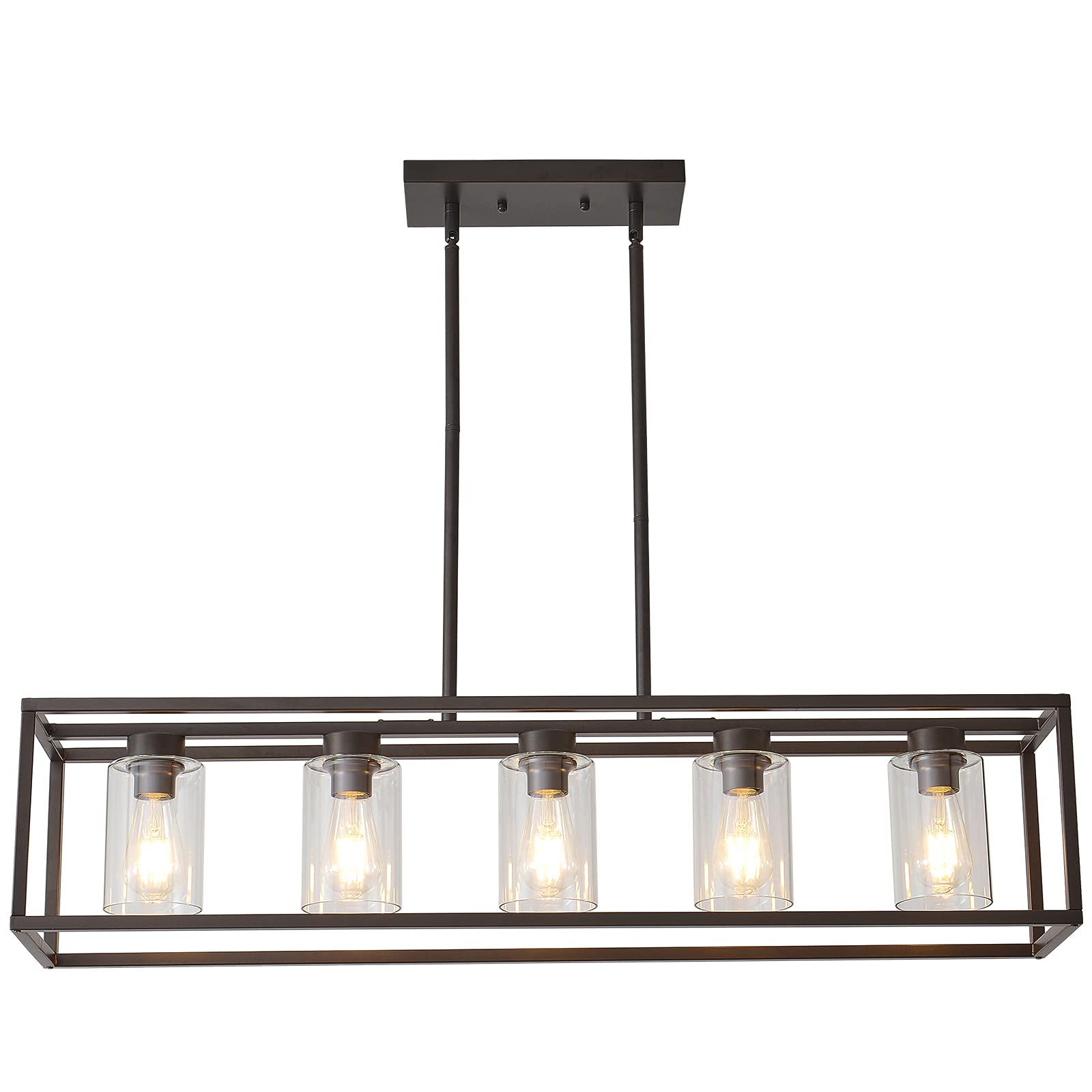 Xilicon 5-Light Oil Rubbed Bronze Farmhouse Chandelier With Glass Shades For Dining Room
