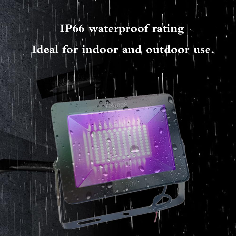 ZSGoes 50W UV Black Light 2 Pack - Low Voltage 12-60V, Ultra Violet, Aluminum & Tempered Glass for Parties, Fishing, and Screen Printing