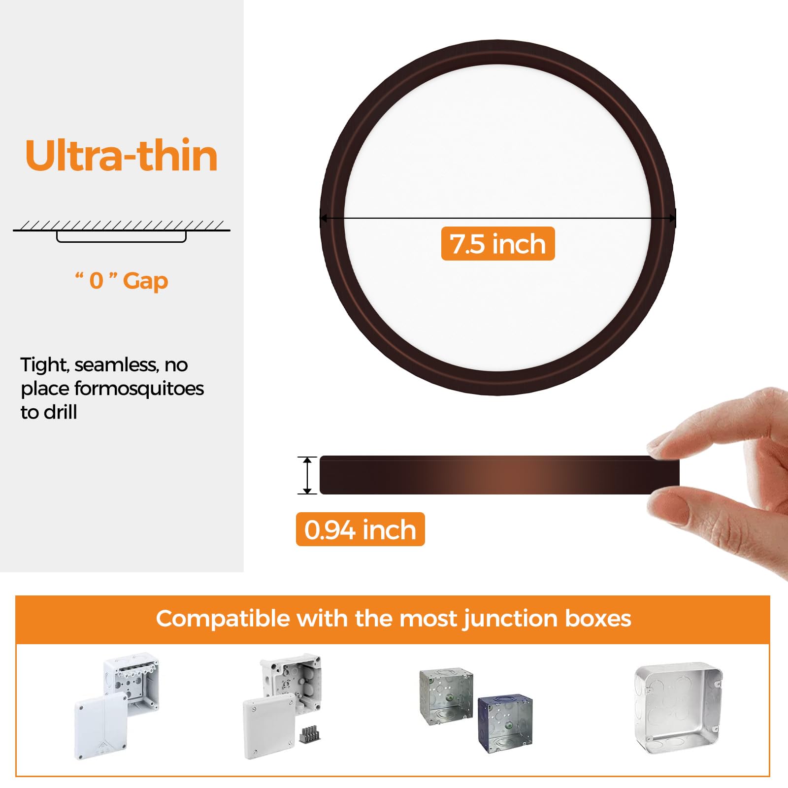 Slochi 8PACK LED Flush Mount Ceiling Light Fixture 15W 1500Lm 7.5 Inch Oil-Rubbed Bronze Modern Design