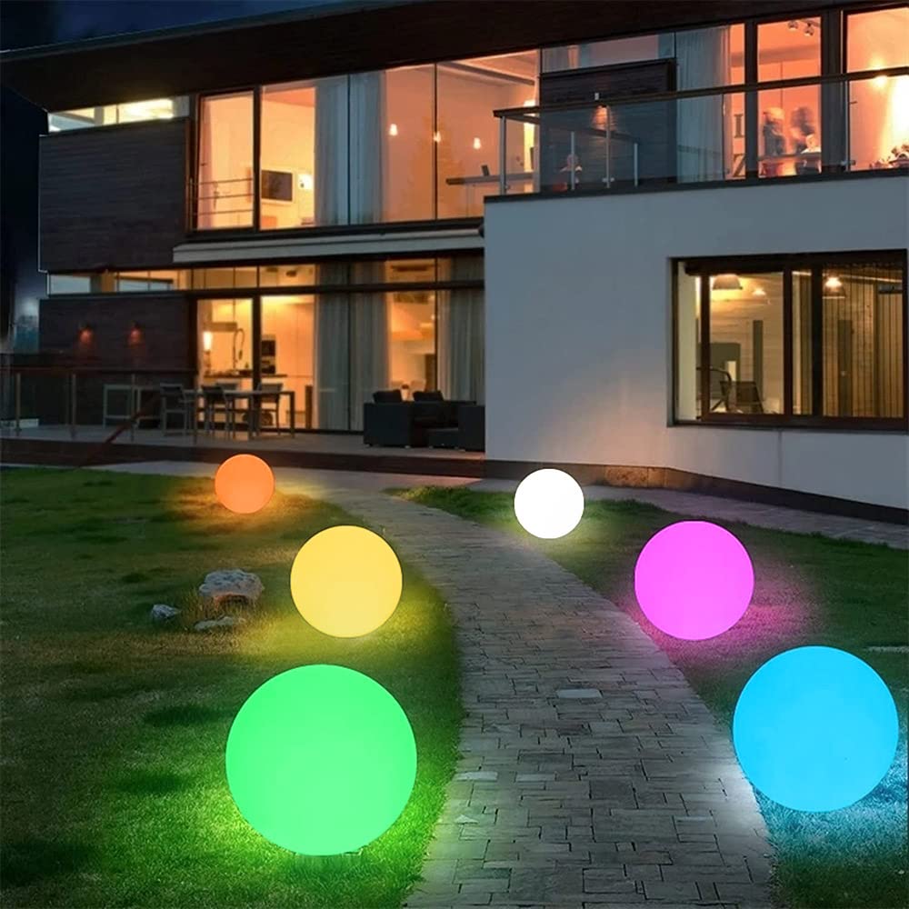 12-In Led Globe Orb Light, Dimmable Rgb Color Changing Glowing Orb Rechargeable Led Glowing Ball Light W/Remote, Waterproof Outd