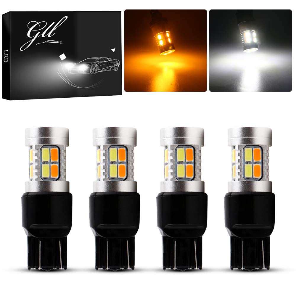 Grandview 4pcs 7443 Amber/White Switchback LED Turn Signal Bulbs 400LM 12V 5730 20SMD