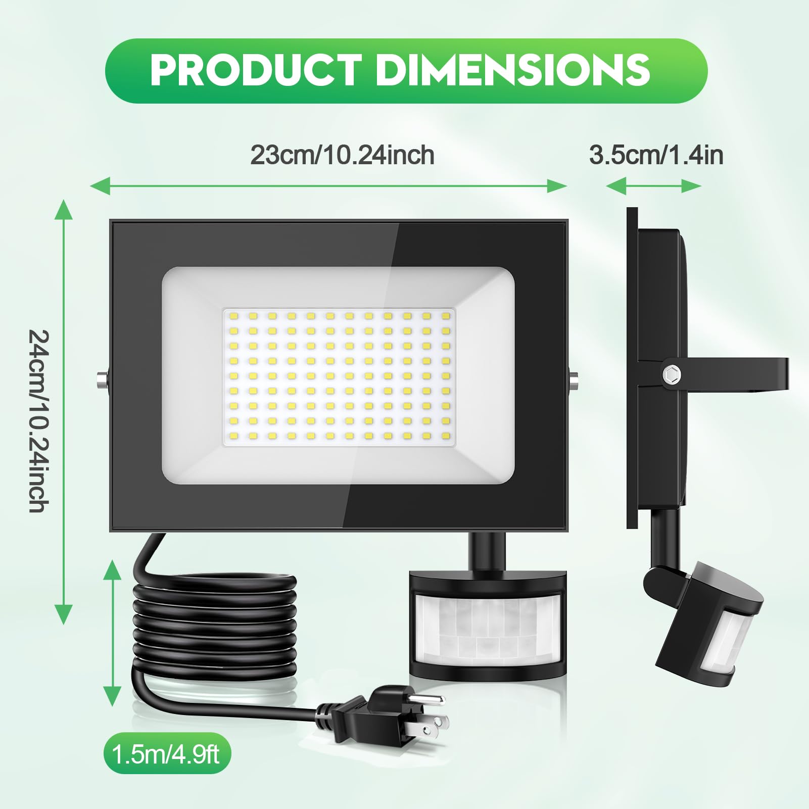 papasbox 100W 2 Pack LED Motion Sensor Flood Light - 10000lm, 6500K Daylight, IP65 Waterproof, Remote Control for Outdoor Security
