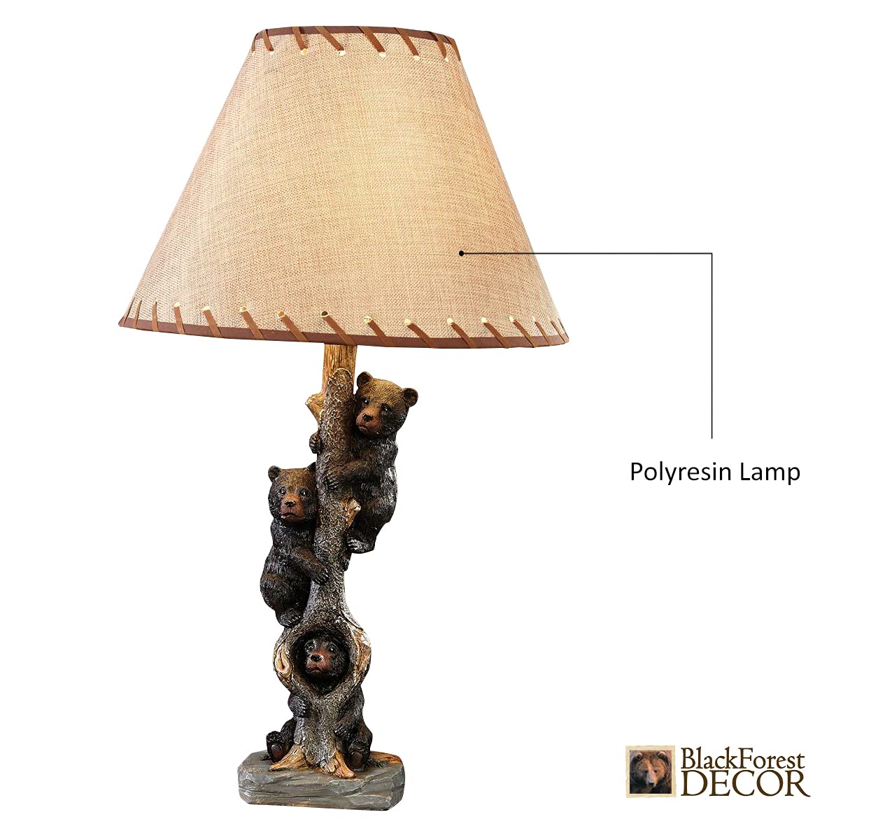 BLACK FOREST DECOR Bears in a Tree Table Lamp - 24" x 14" for Cabin, Living Room, Nightstand, Desk Home Décor