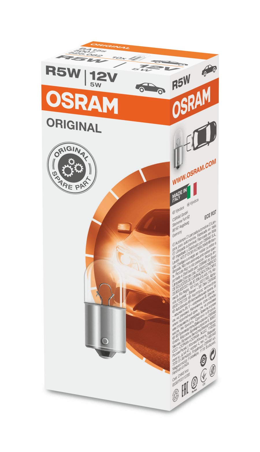 OSRAM Original R5W Bulbs 12V 5W Pair - Model 5007-02B