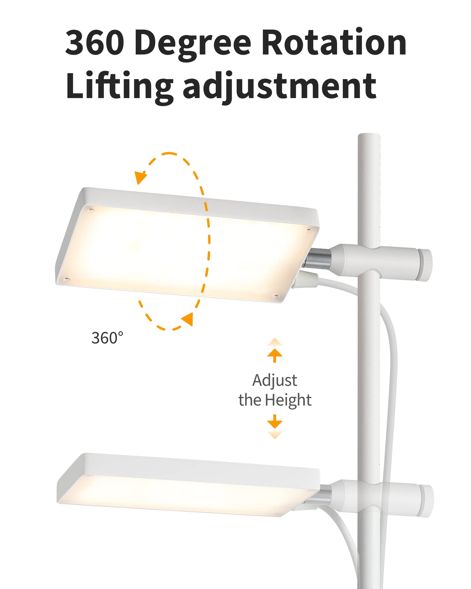 Visdanfo Modern Floor Lamp, 360 Degree Rotation Sky Led Floor Lamp Office Lighting, Bright Led Standing Pole Light, Tall Lamps For Living Room,Bedroom,Reading,Study Room (White)