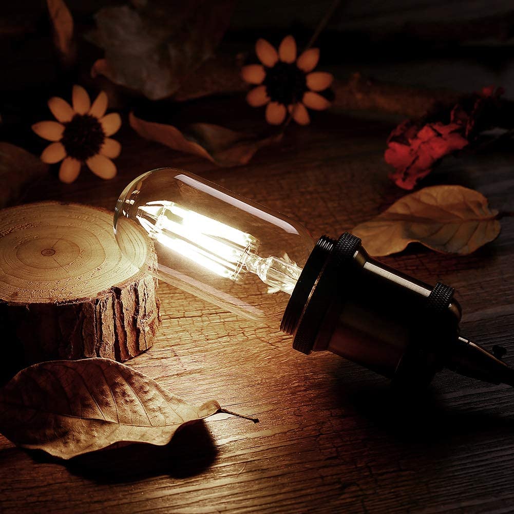 Livemax Led Tubular Bulb 4W,E26 Clear Edison Bulb,40W Equivalent 400 Lumens, Antique Edison Style Led Filament Light Bulbs,2700K