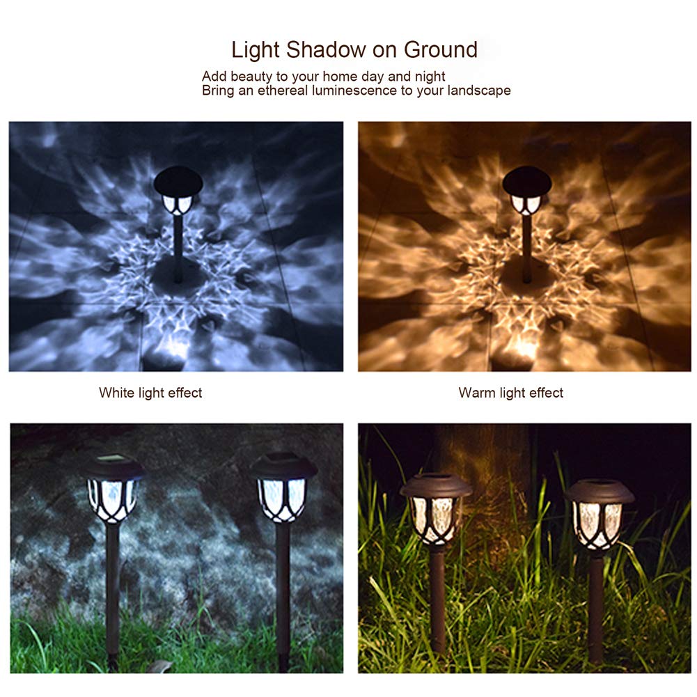 EXCMARK Solar Pathway Lights - 10 Pack, Solar Powered, Black, Cool White, Outdoor Decorative Garden Yard Lights for Walkway and Driveway