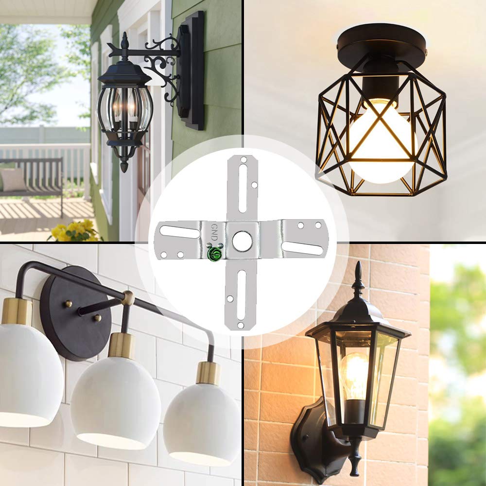 Ecudis 4&quot; Silver Cross-Shaped Universal Light Fixture Crossbar With Screws & Nuts