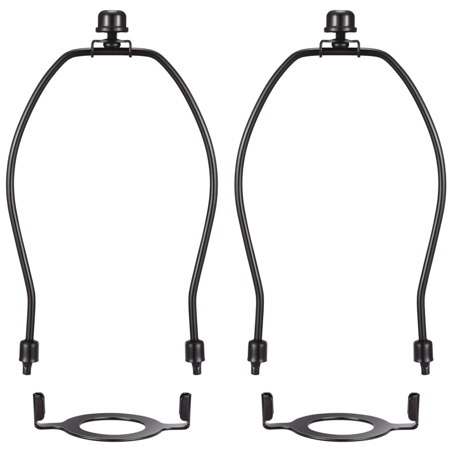 Canomo Lamp Harps for Table & Floor Lamps, 8 Inch, Black, Metal, E26 UNO Base, Model B-1, 2 Packs