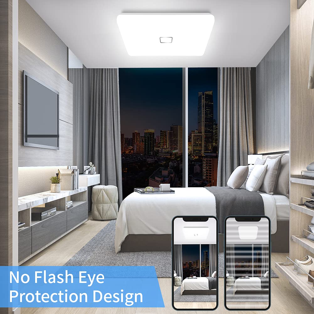 Airand Led Ceiling Light Flush Mount 24W 12.6In Square Daylight White, 2050Lm, Ip44, Plastic, Model Airand6000
