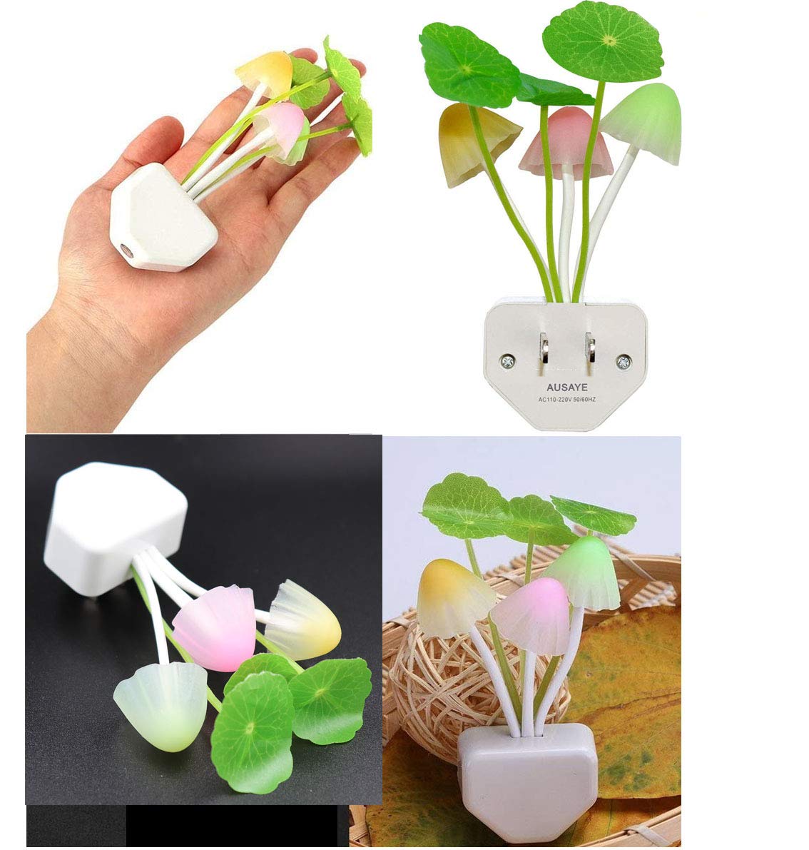 Color Change Led Night Light W/Smart Sensor, Plug-In Night Lights For Kids Adults Cute Mushroom Night Light Lamp Bedroom Home De