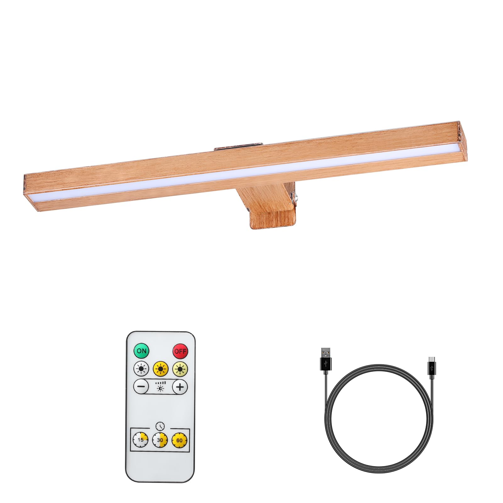 MIOBLUE LED Picture Light Battery Operated with Remote, 16in Rechargeable Picture Light for Paintings,Metal Display Art Light wi