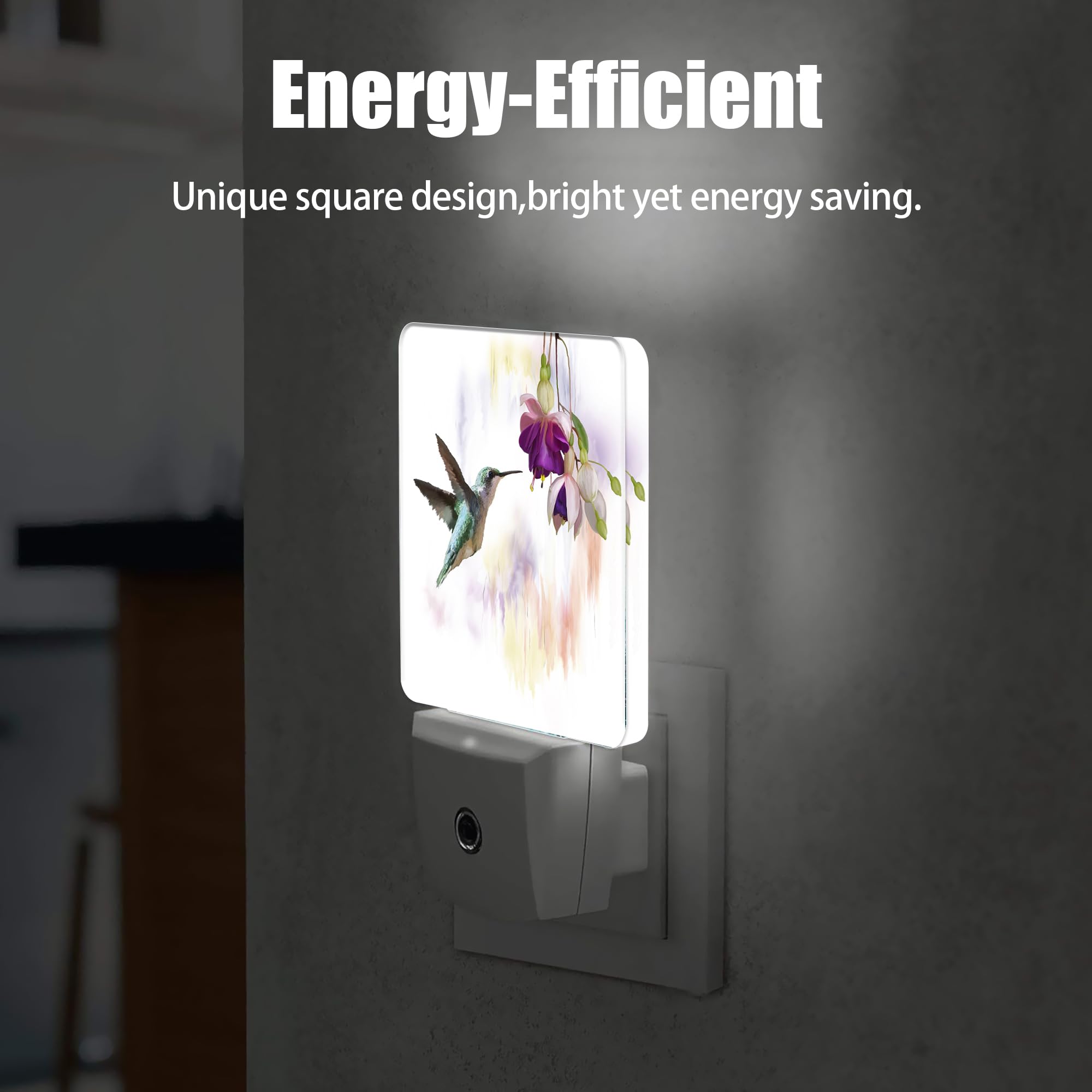 Jopowide Groovy Hummingbird Flowers Dusk To Dawn Night Light, Auto Sensor Lamp Home Indoor Stairway Kitchen Corridor, Night Lights Plug Into Wall Decor, Boys Girls Women Men Room Gifts