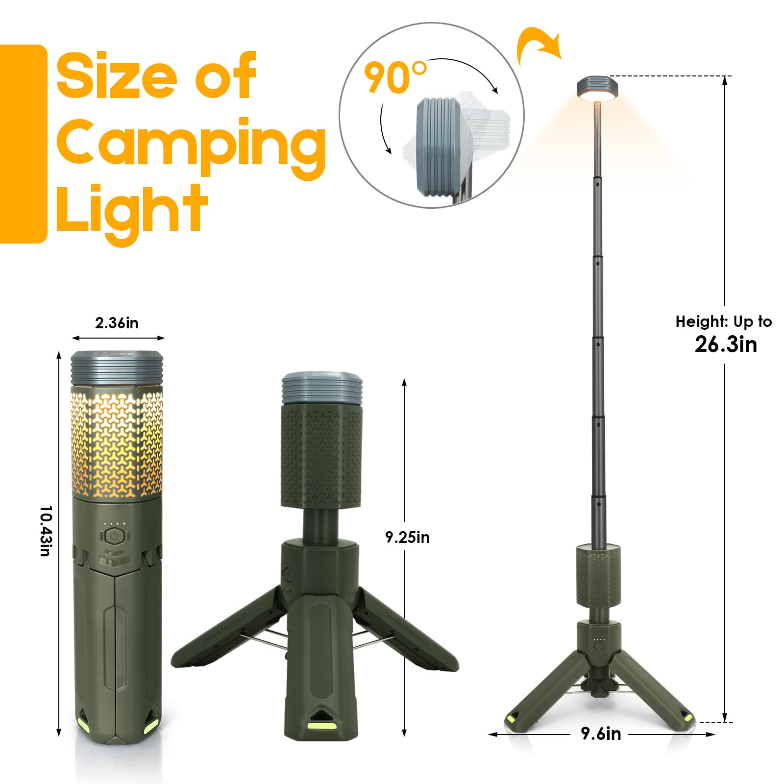 Telescopic Camping Lights, Rechargeable 10500mAh Camping Lantern with Storage Bag, Waterproof LED Camping Lamp with Magnetic, Po