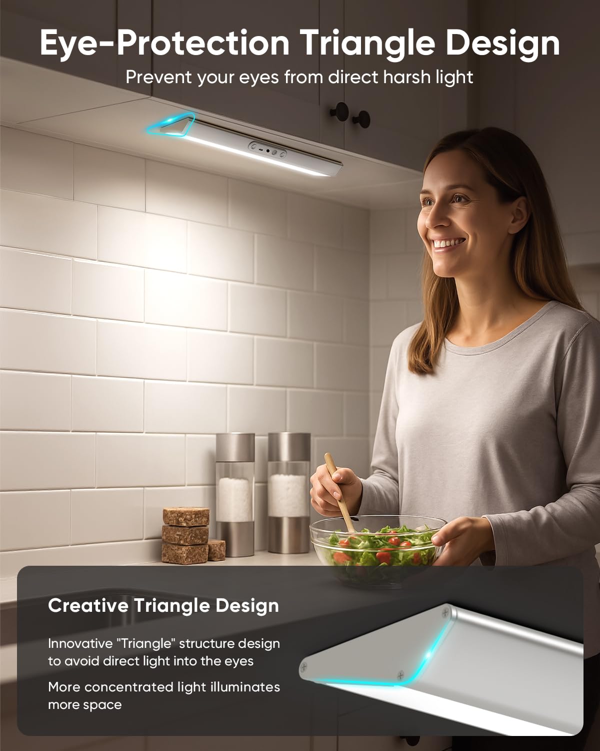 Motion Sensor Closet Lights, Eye Protection Design Under Cabinet Lighting Wireless with Remote Control, 3 Color Temps & Dimmable