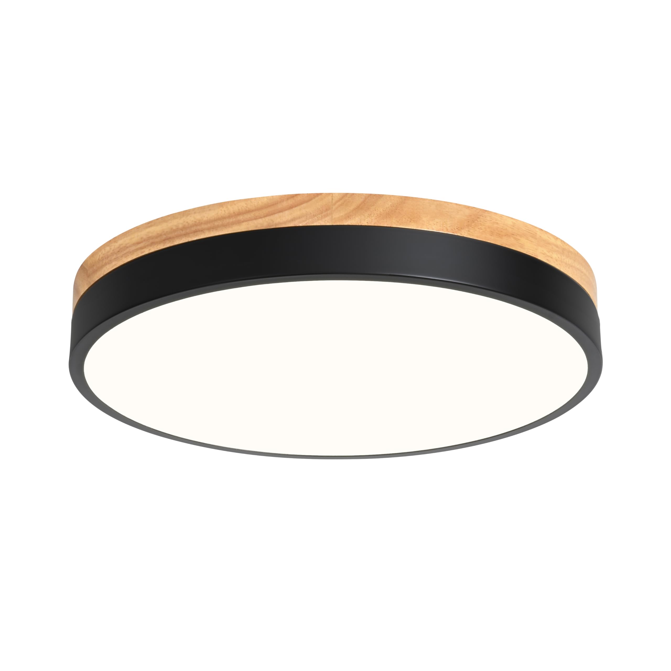 Vikaey Modern Wood Led Ceiling Light Fixture, Minimalist Black Flush Mount Ceiling Lamps, Round Ceiling Lighting Fixtures For Be