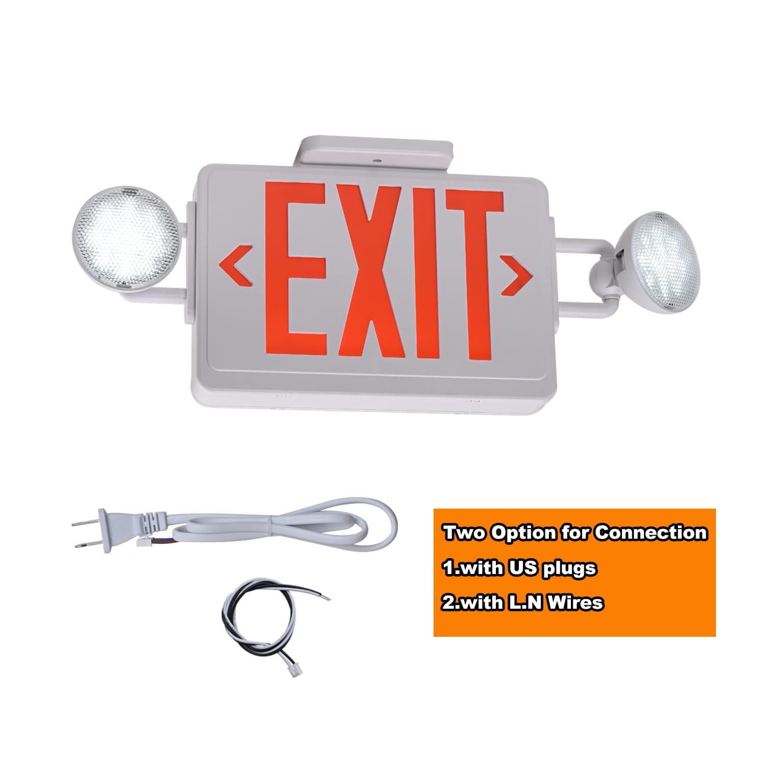 Apmeetlux Emergency Exit Sign With Lights Battery Backup, 200Lm 3Hours Plug In Red Exit Signs With Emergency Lights For Business