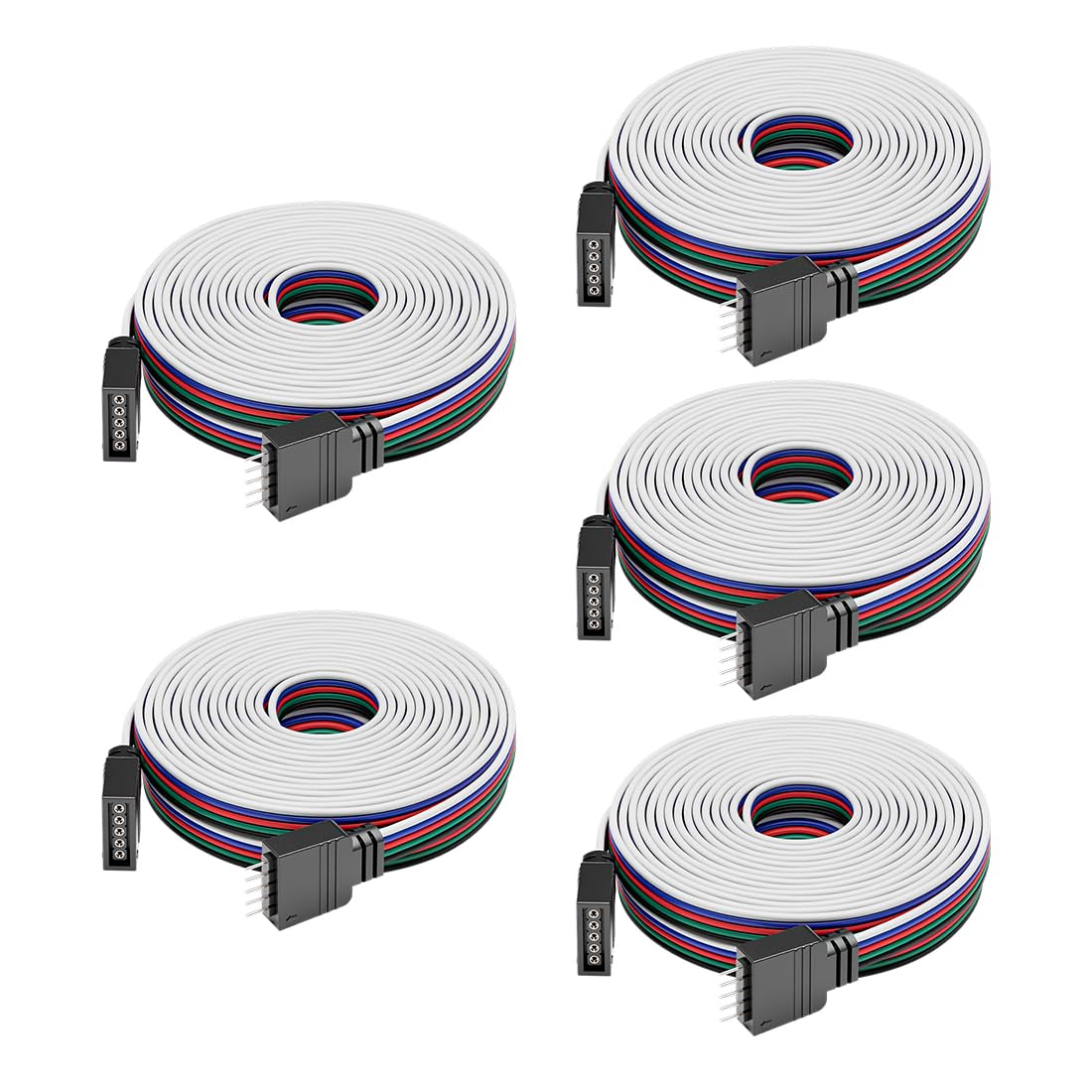 Btf-Lighting 5 Pack 22Awg 5 Pin Jst Male To Female Plug Led Connector 6.56Ft/2M Extension Cable For Fcob Smd Rgbw Led Strip Lights Solderless Controller Wire