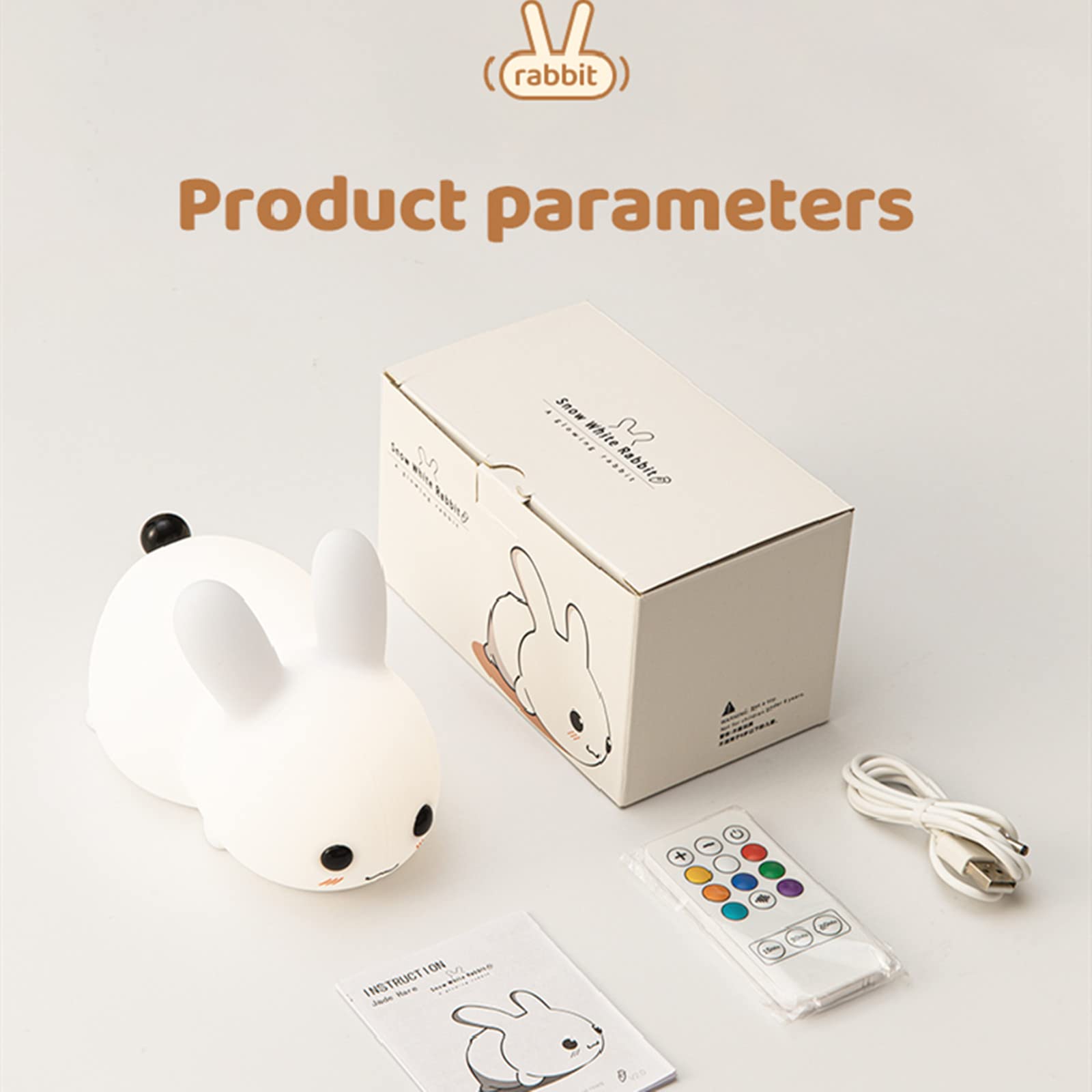 Myratts Cute Bunny Night Light For Kids  7 Colors Kawaii Stuff Rechargeable Nightlights With Dimmable Light And Timer Setting  Birthday Eater Xmas Gift  Used For Camping Party Room Decor