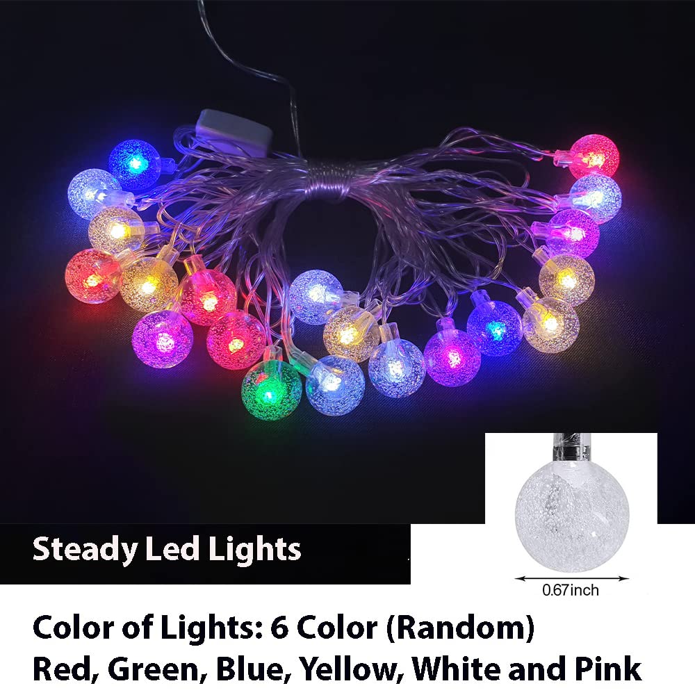 NOVALUC 20 Led Crystal Ball Fairy String Lights For Decoration Diwali Christmas Lights (13Ft,Steady Lights,Multicolor),4 meters