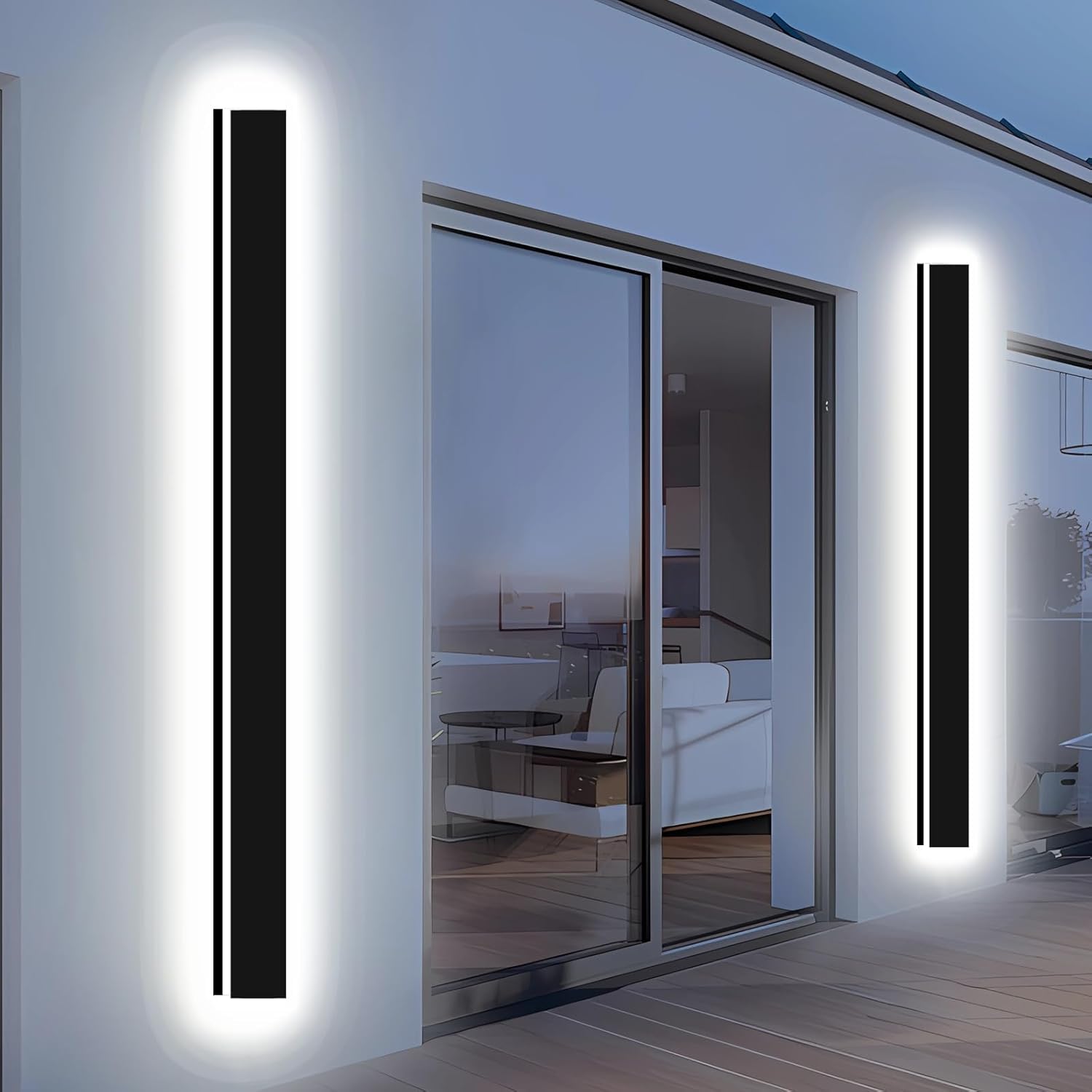 Enmln 12In Modern Outdoor Lights Fixture 4.33In Wide Dimmable Exterior Wall Lights For Garage And Front Door Long Outdoor Wall Sconce Ip65 Waterproof Black Led Outdoor Entrance Lighting