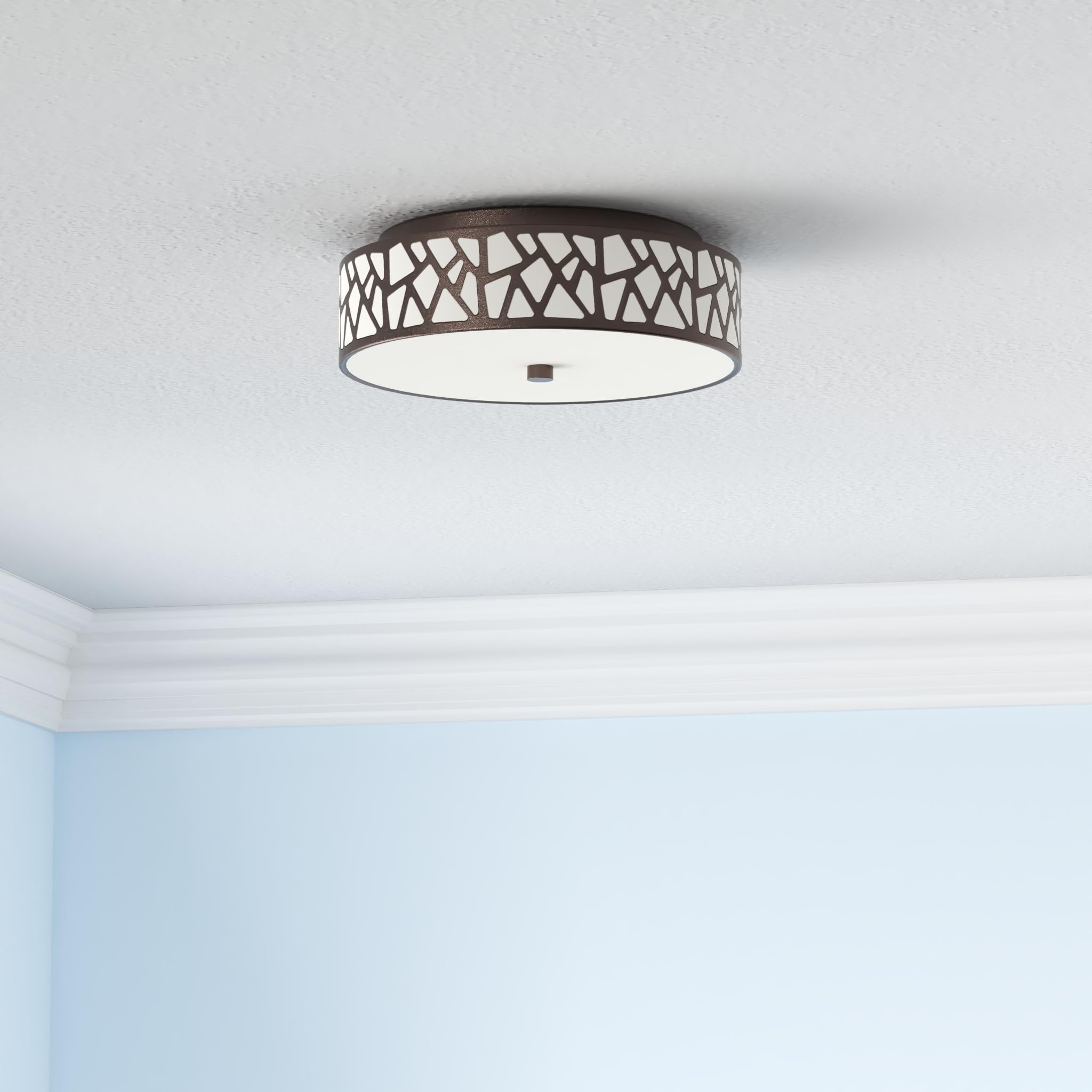 VICNIE 12 Inch Flush Mount Ceiling Light, Vintage 2-Light Fixture, Oil Rubbed Bronze, Frosted Glass Shade, Model XEB-B02-ORB