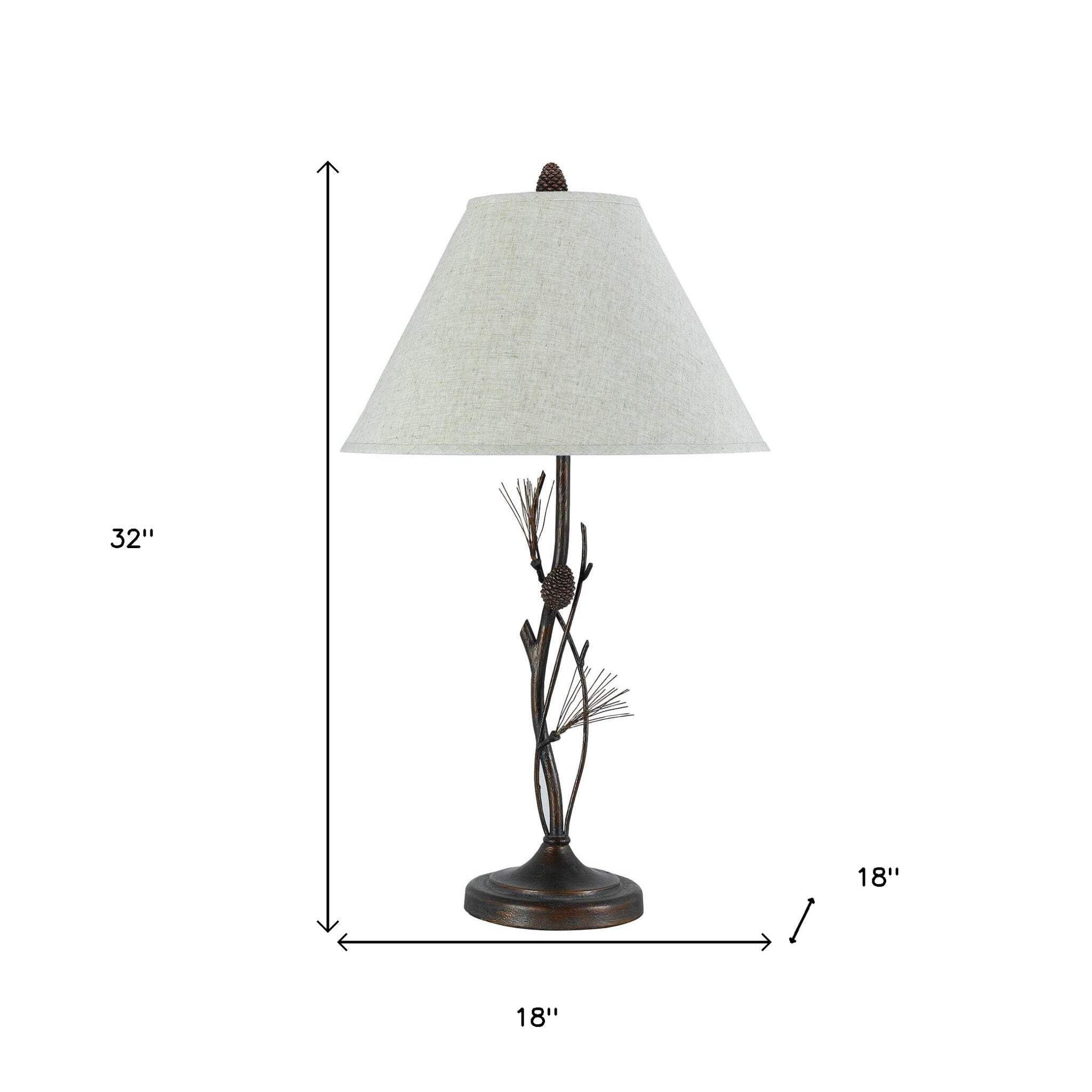 HomeRoots Metal Table Lamp with Empire Shade, 32 in., Rust & Gray