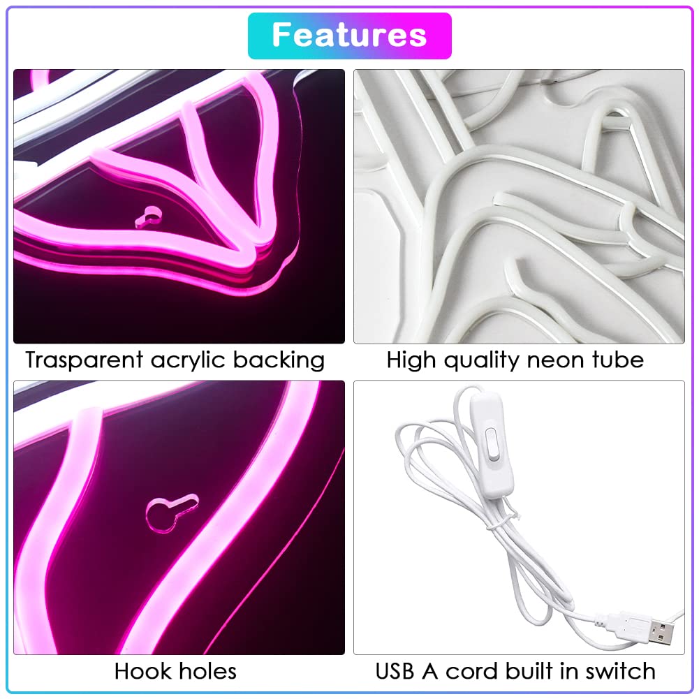 JURONGYILU Neon Lips Sign LED Wall Decor USB Powered Acrylic 16.5inx11.2in Colorful-lip Model