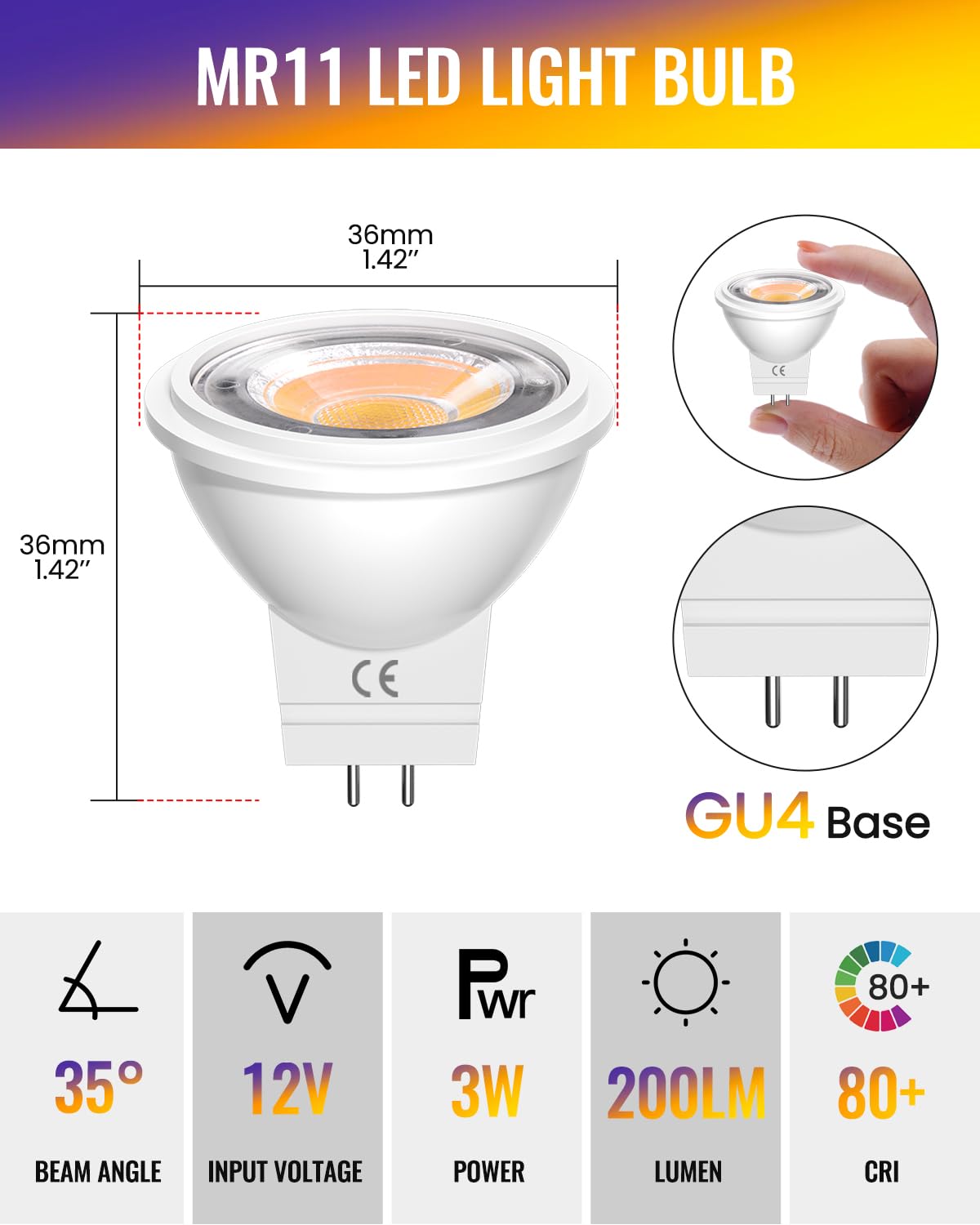 Lustaled 12V Led Mr11 Gu4 Yellow Bulbs Ac/Dc 12V 3W Led Reflector Bulb Gu4.0 Bi Pin Base Mr11 Color Bulb 25W Halogen Equivalent
