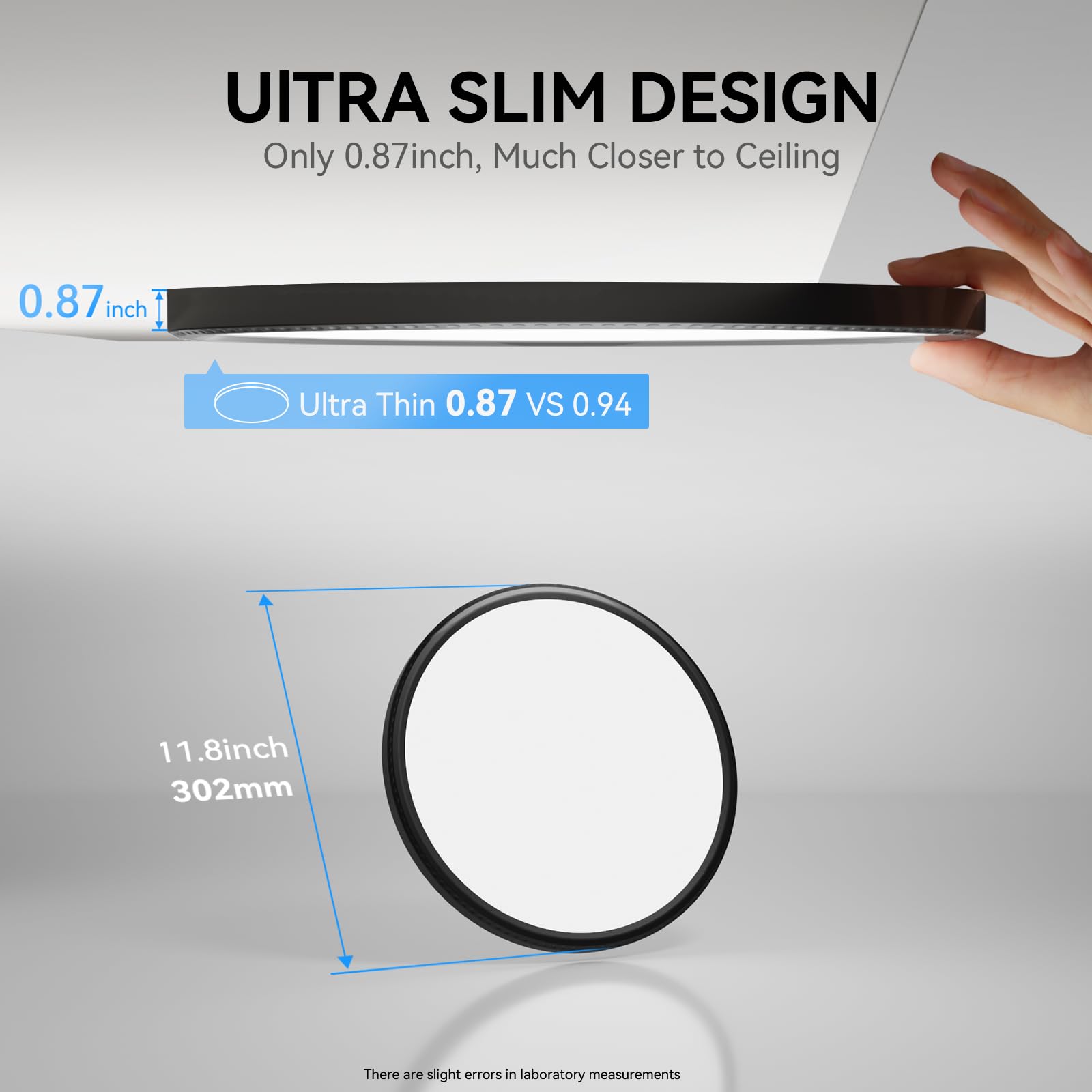 WKONCLDY LED Flush Mount Ceiling Light, 12 inch, 3200lm, 5000K, Super Slim, Black, Model 12P-12inch-XDD-W,