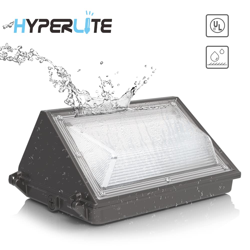 Hyperlite Wall Pack Lights Outdoor Led 120W With Dusk-To-Dawn Photocell, Ideal Outdoor Security Lighting Commercial And Industri