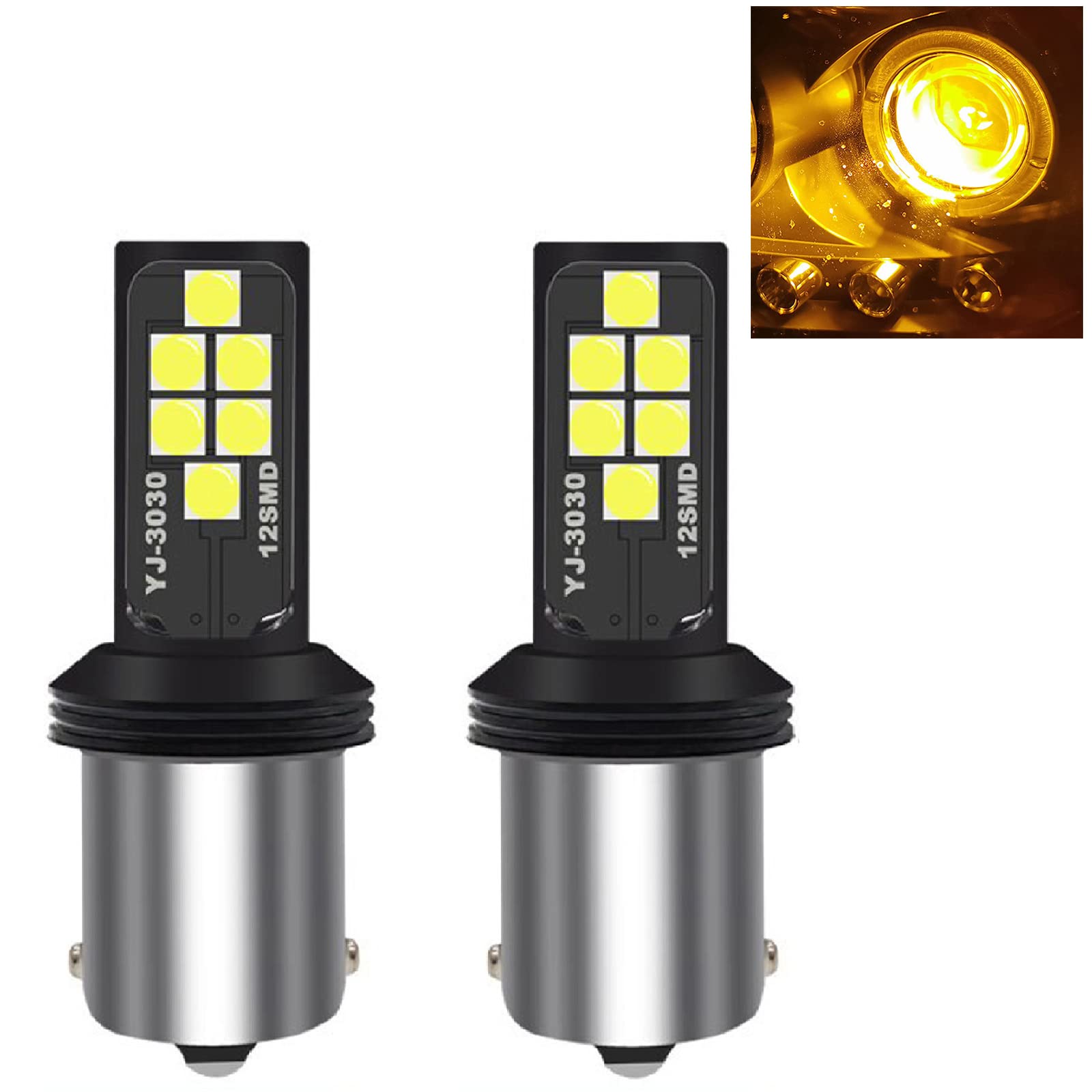 Socal-Led Lighting 1156 Ba15S Amber Yellow Led Turn Signal Bulb Advanced 3030 Smd Bright Colorful Drl Brake Lamp Parking Tail Light  Pack Of 2