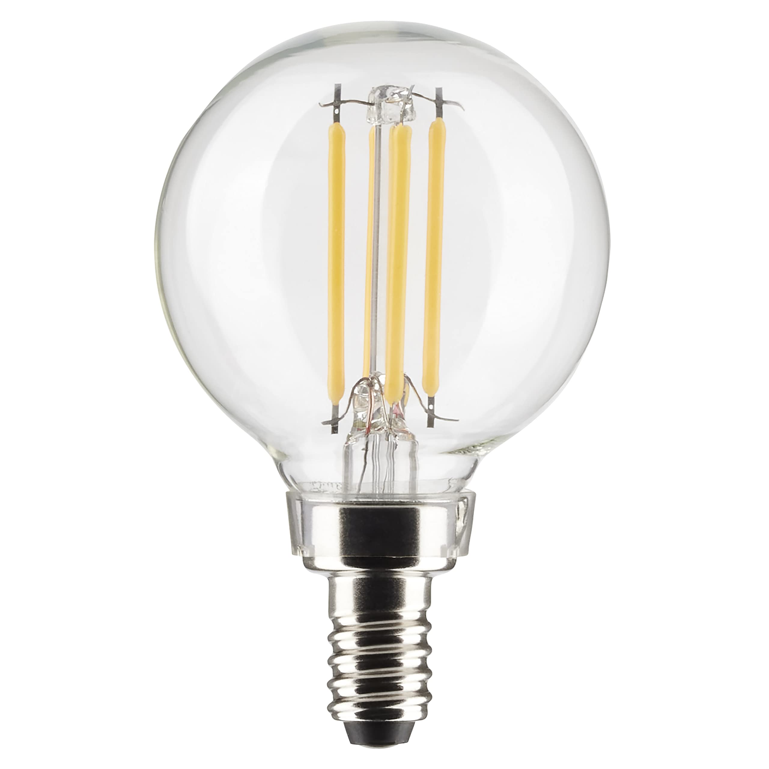 Satco 4-Watt LED E12 Light Bulb, Dimmable, 2700K, 15000 Hour Rating, Clear, Model S21204, 1 Count