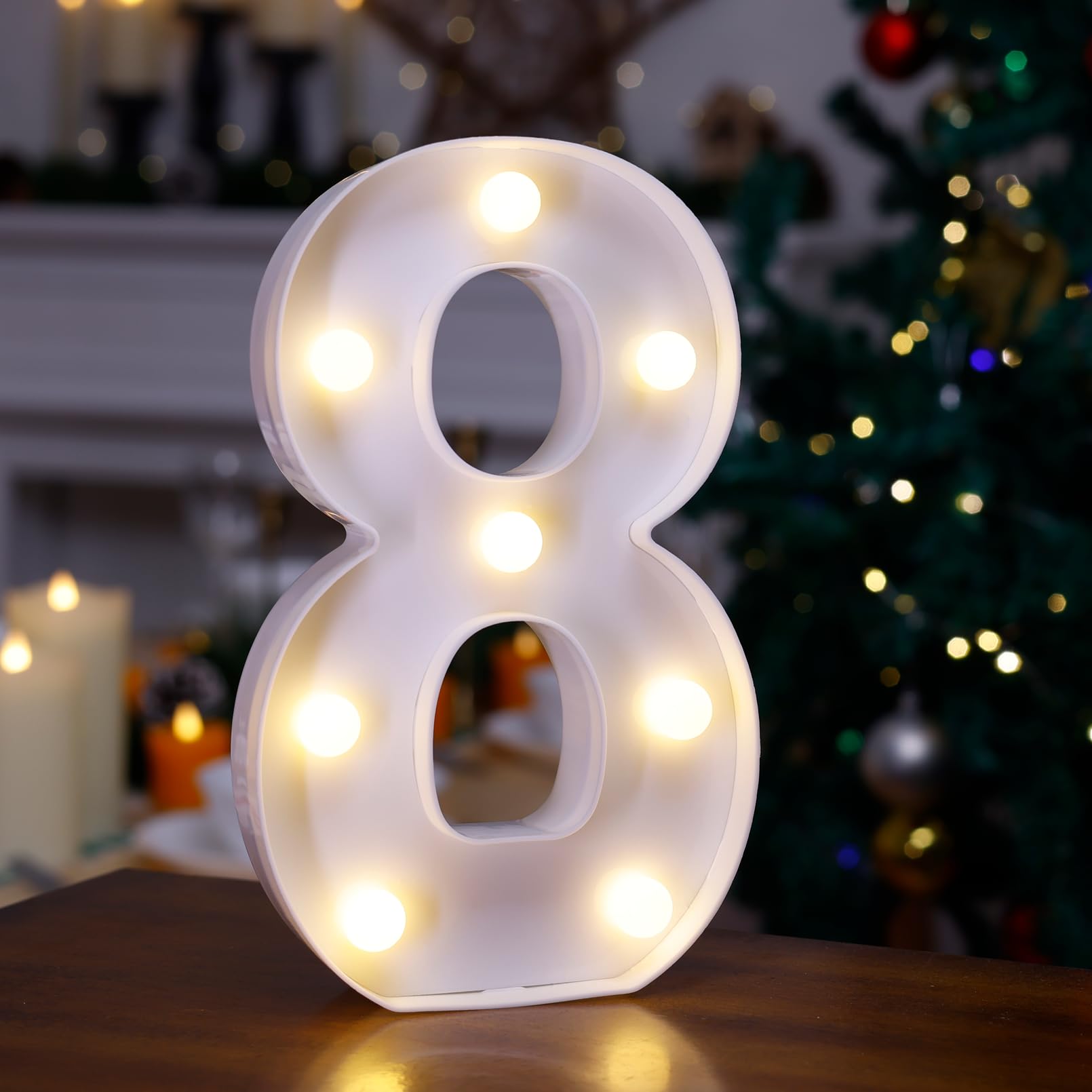 TRONSBOO LED Marquee Sign Light Up Letters, Alphabet Light Up Letters Sign, Battery Powered LED Letter Lights for Night Light, Wedding, Birthday, Party, Christmas or Home Decor (Number 8)