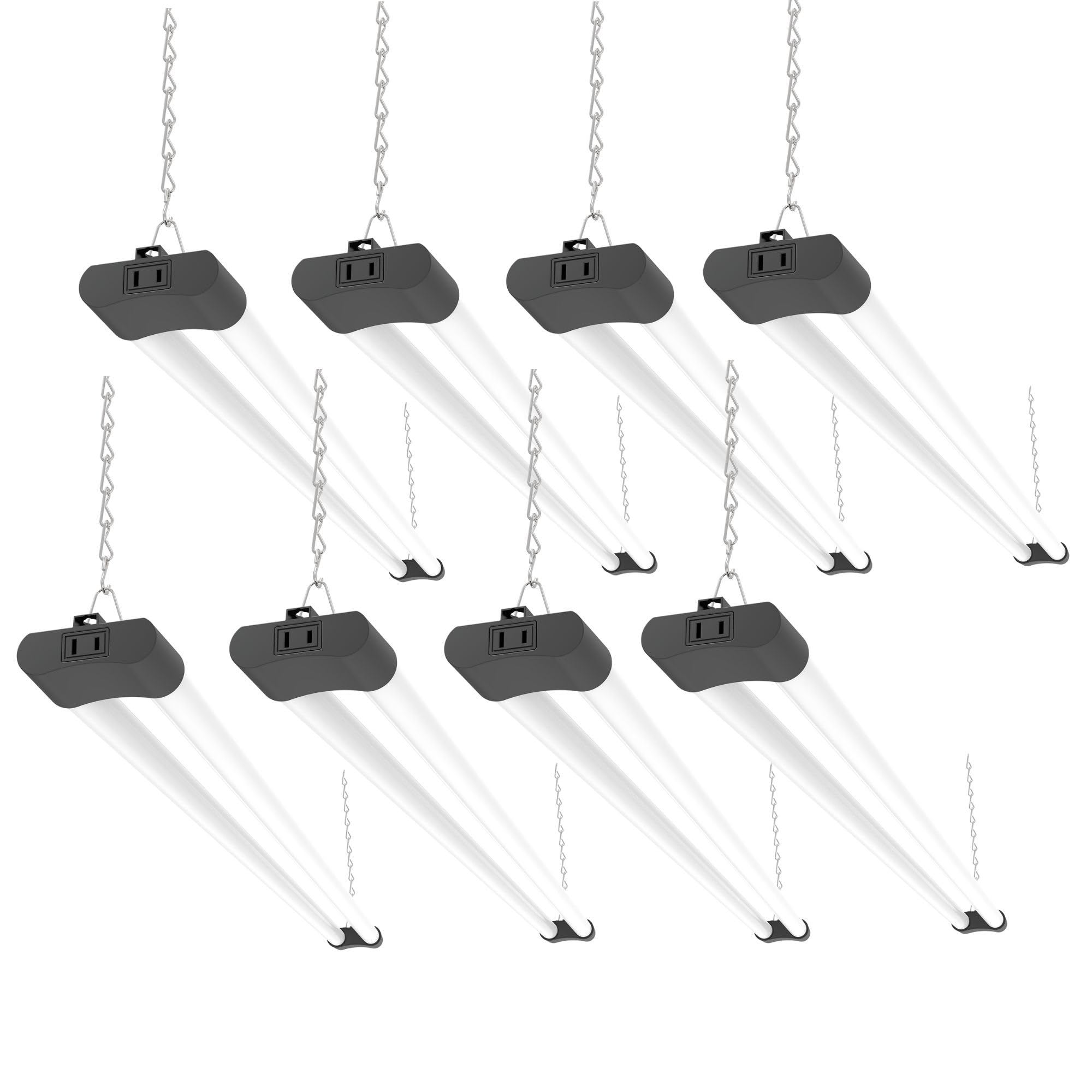 Quarterback 8-Pack 4FT 40W LED Shop Light with Inline Switch Dual Tube Lightweight Daylight White 5000K Surface or Suspension Mo