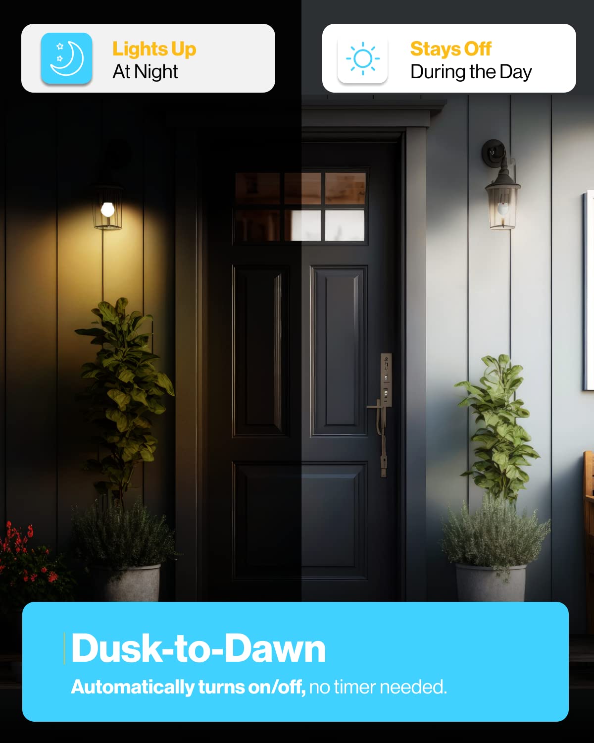 Sunco Lighting Dusk To Dawn Light Bulbs Outdoor Light Sensing Bulb Photocell, A19 Led 60W Equivalent 9W, 800 Lm, E26 Medium Base, 2700K Soft White, Automatic On/Off Sensor, Ul Energy Star 6 Pack