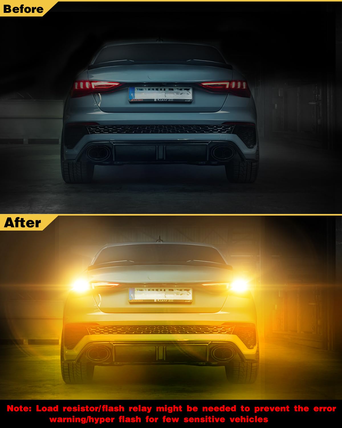 LUYED 3157 LED Bulb Amber Yellow 1800 Lumens Super Bright 3056 3156 3057 4157 LED Bulbs with Projector for Turn Signal Tail Brak