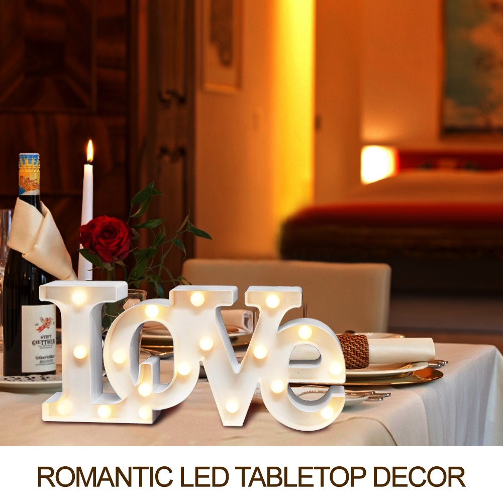 Bright Zeal LED Marquee Letters - 16" x 7" White LOVE Sign - 18 Bulbs, 6hr Timer - Perfect for Bedroom, Wedding, Valentine's Day Decor
