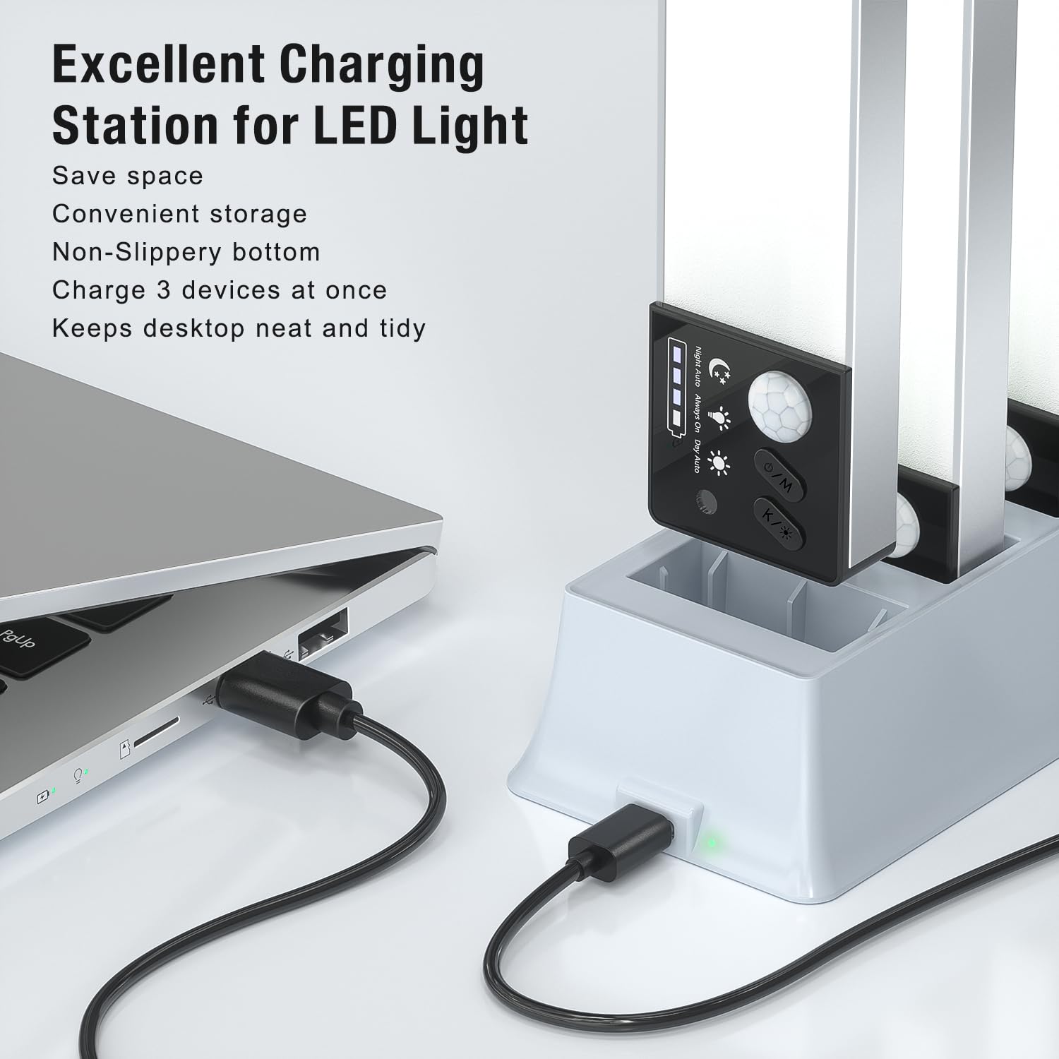 Lightbiz Under Cabinet Lighting With Charging Station, 3 Pack Rechargeable Dimmable Motion Sensor Light Indoor, Magnetic Closet