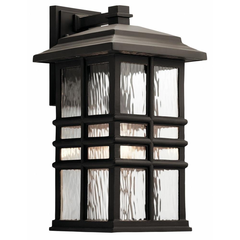 Kichler Beacon Square 17.5'' 1 Light Outdoor Wall Light With Clear Hammered Glass In Olde Bronze