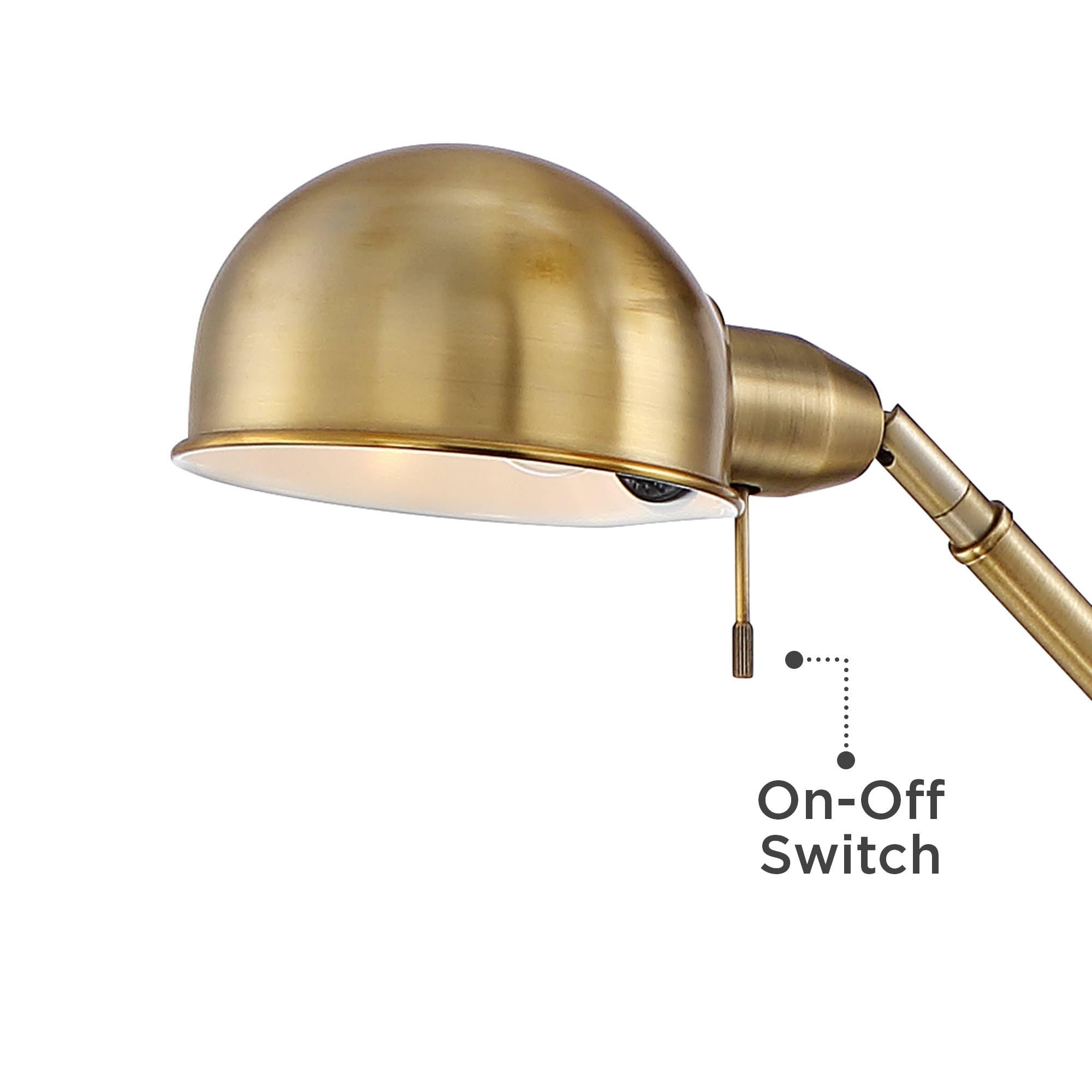 360 Lighting Dawson Traditional Task Pharmacy Light Floor Lamp Standing 55'' Tall Antique Brass Metal Adjustable Balance Boom Ar