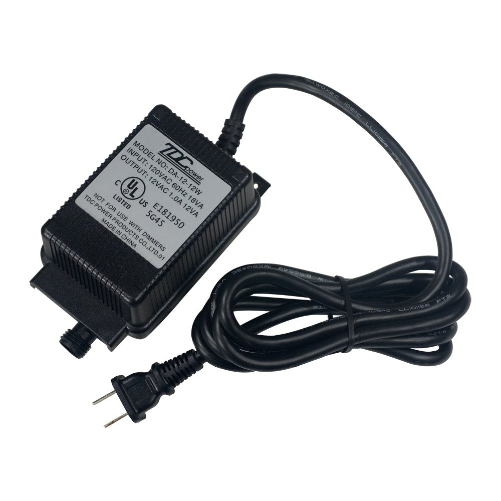 Jesco Lighting TRANS12W-OD Accessory - 12 Volt Transformer with Power Cord and 12 Watt, Black Finish