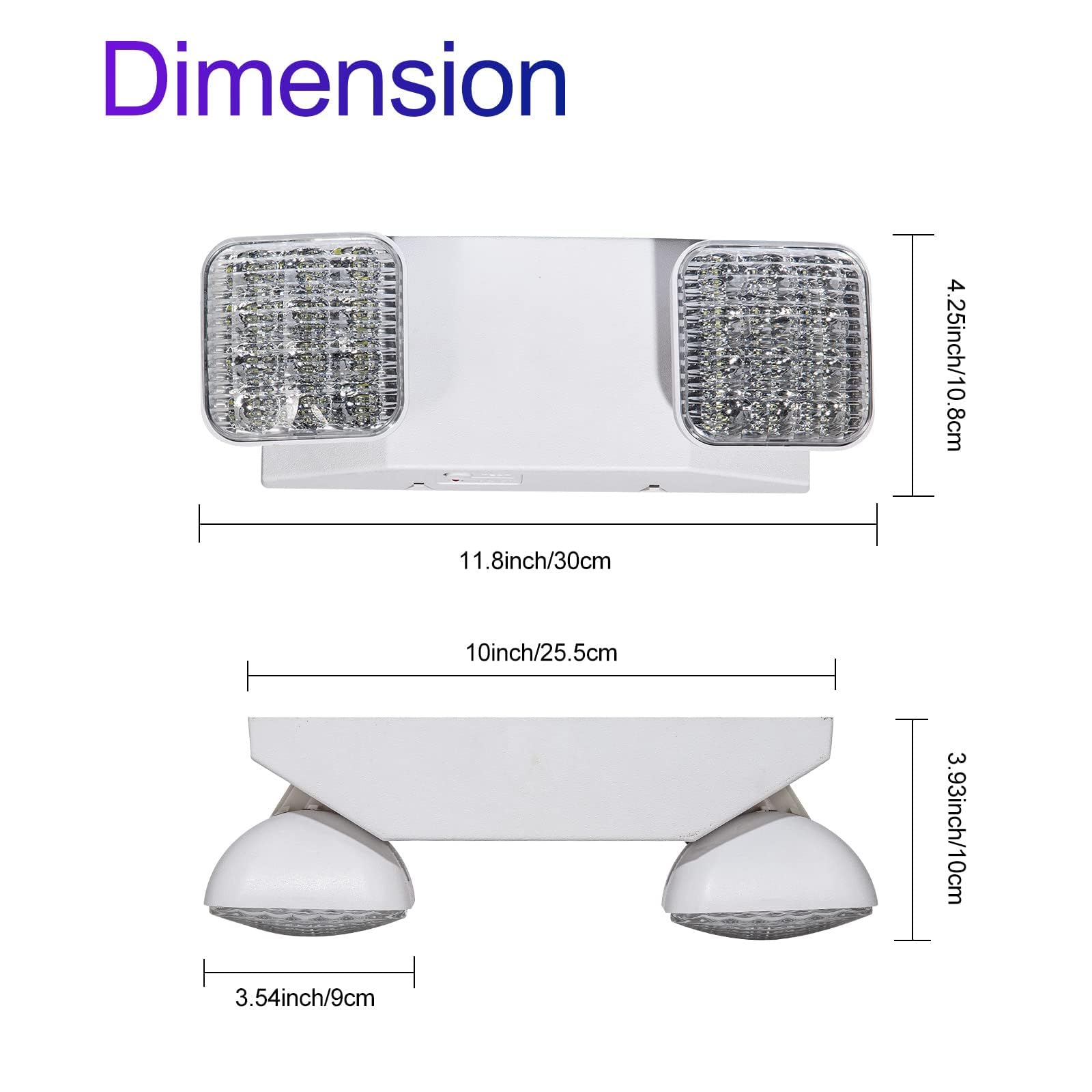 CM MZY Emergency Lights 2 Pack - LED Fixtures with Battery Backup, Square Head, AC120V, UL Listed