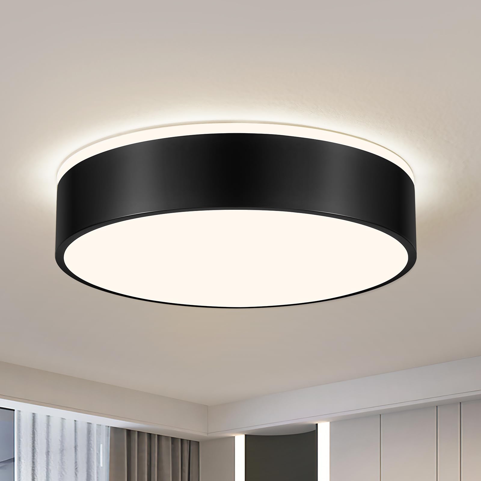 Vikaey Black Led Ceiling Light Modern Flush Mount Light Fixture Round Metal Ceiling Lamp For Living Room Entryway Bedroom Kitche