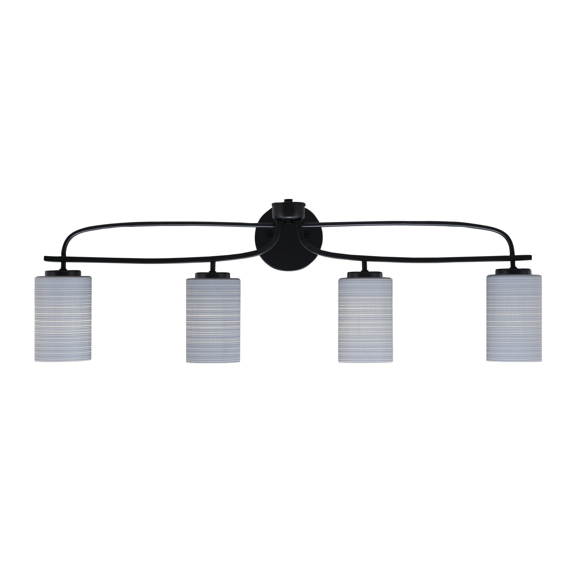 Cavella 4 Light Bath Bar Shown In Matte Black Finish With 4" Gray Matrix Glass