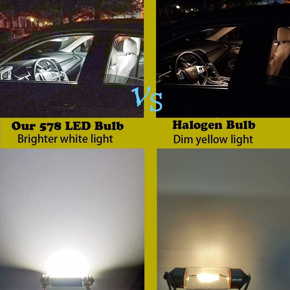 Xinyang 2Pcs 578 Festoon Led Car Bulb, 41Mm/42Mm, 20-Smd 4014, Aluminum, Bright White, Canbus Error Free, Model